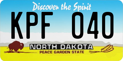 ND license plate KPF040