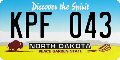 ND license plate KPF043