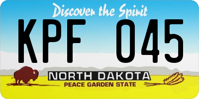 ND license plate KPF045
