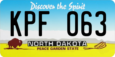 ND license plate KPF063
