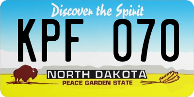 ND license plate KPF070