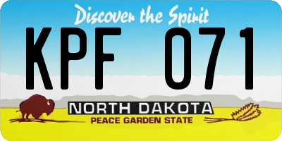 ND license plate KPF071