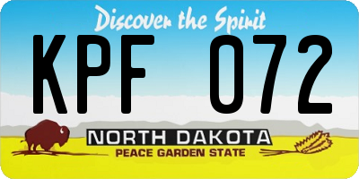 ND license plate KPF072