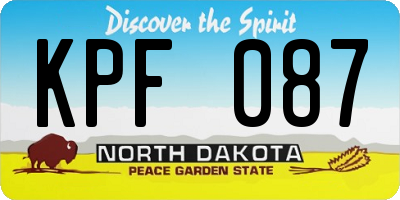ND license plate KPF087