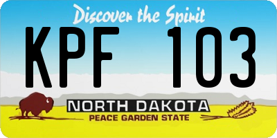 ND license plate KPF103