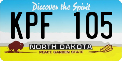 ND license plate KPF105
