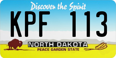 ND license plate KPF113
