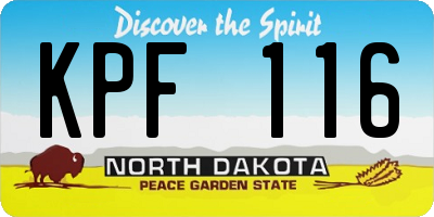 ND license plate KPF116