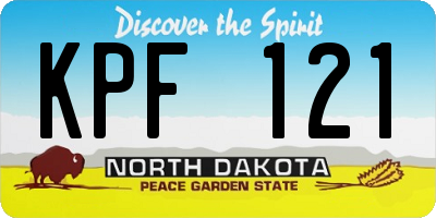 ND license plate KPF121