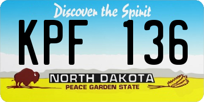 ND license plate KPF136