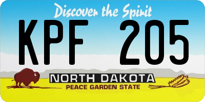 ND license plate KPF205