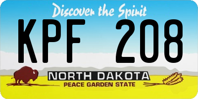 ND license plate KPF208