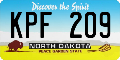 ND license plate KPF209