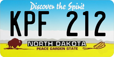 ND license plate KPF212