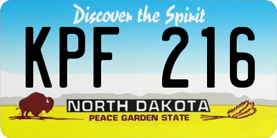 ND license plate KPF216