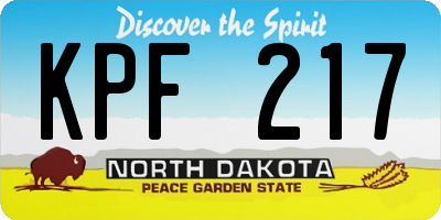ND license plate KPF217