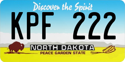 ND license plate KPF222