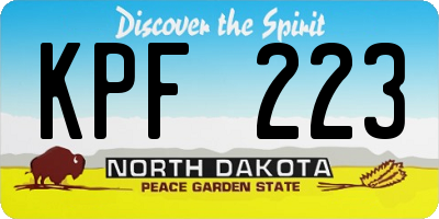 ND license plate KPF223