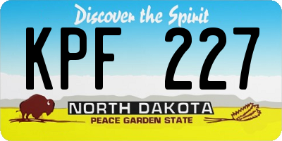 ND license plate KPF227