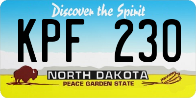 ND license plate KPF230
