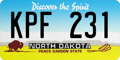 ND license plate KPF231