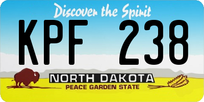 ND license plate KPF238