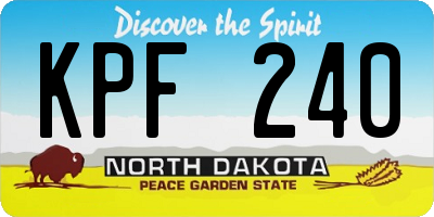 ND license plate KPF240