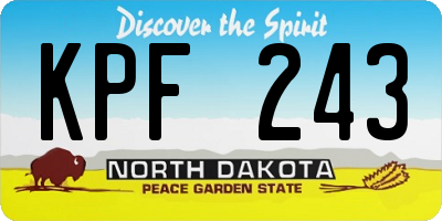 ND license plate KPF243