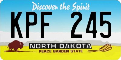ND license plate KPF245
