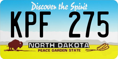 ND license plate KPF275