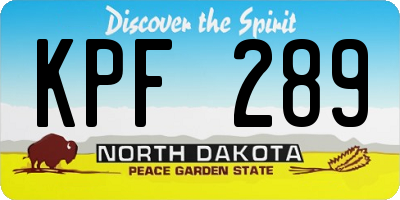 ND license plate KPF289
