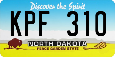 ND license plate KPF310