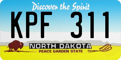 ND license plate KPF311
