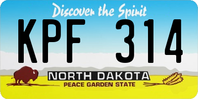 ND license plate KPF314