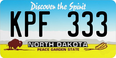 ND license plate KPF333