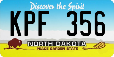 ND license plate KPF356