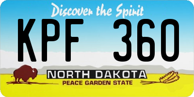 ND license plate KPF360