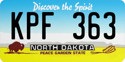ND license plate KPF363