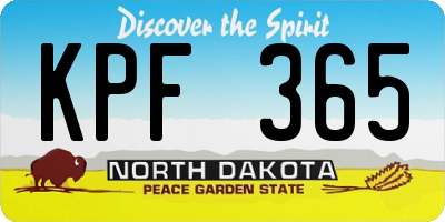 ND license plate KPF365