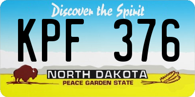 ND license plate KPF376
