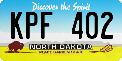 ND license plate KPF402