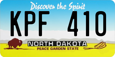ND license plate KPF410