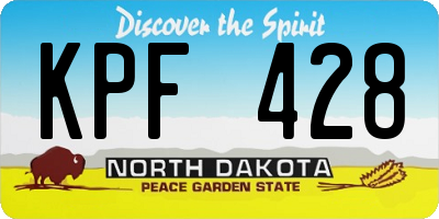 ND license plate KPF428