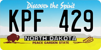ND license plate KPF429