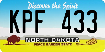 ND license plate KPF433