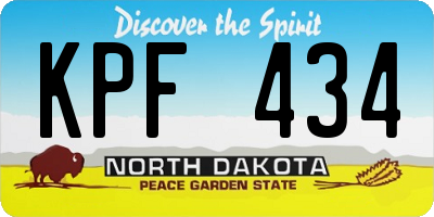 ND license plate KPF434