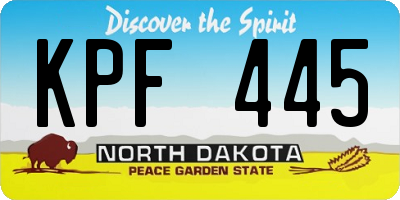 ND license plate KPF445