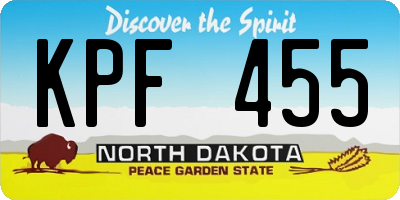 ND license plate KPF455