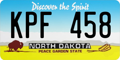 ND license plate KPF458