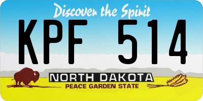 ND license plate KPF514